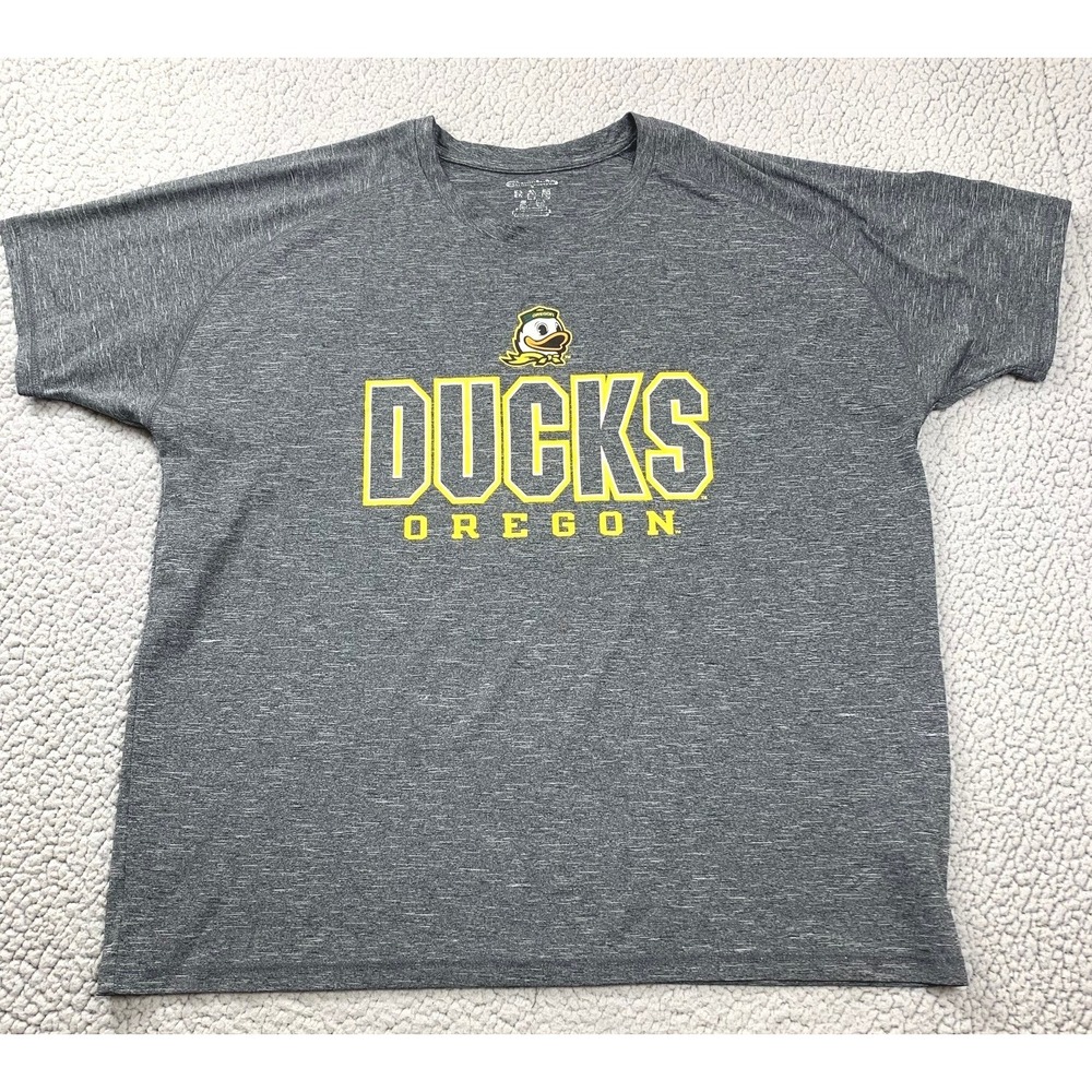 Champion Oregon Ducks T-Shirt Mens 2XL Gray Heather Polyester Performance Tee